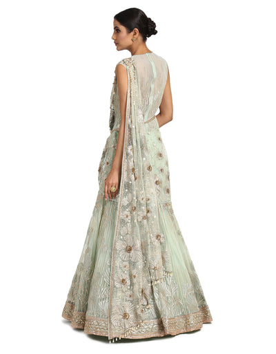 Lehenga Saree- Aqua