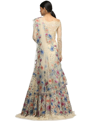 Lehenga Saree with Lace Blouse- Ivory