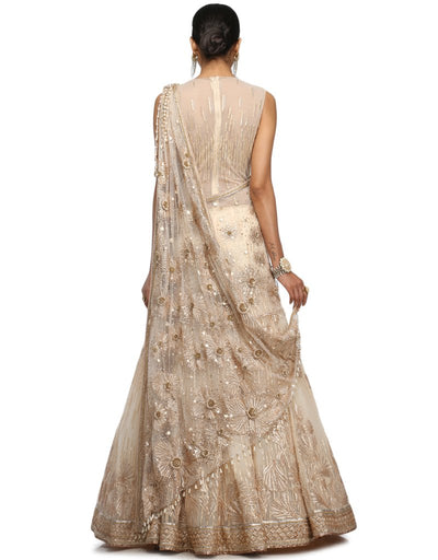 Lehenga Saree- Ivory