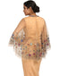 Embellished Cape with Hand Embroidery- Peach