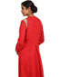 Draped Long Kurta Set with Asymmetric Drape- Red