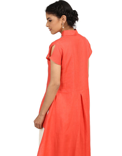 Asymmetric Shirt-Top with an Embroidered Collar