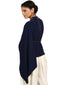 One-Shoulder Cape T-Shirt- Navy