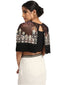 Printed Cape with Handcrafted Embroidery- Black