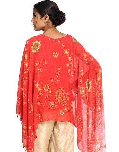 Top with Attached Drape- Coral