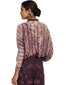 Draped Jumpsuit with 3D Embroidered Flowers- Aubergine