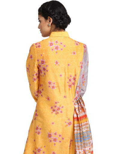 Color Block Shirt Dress- Yellow