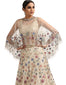 Embellished Cape with Hand Embroidery- Ivory