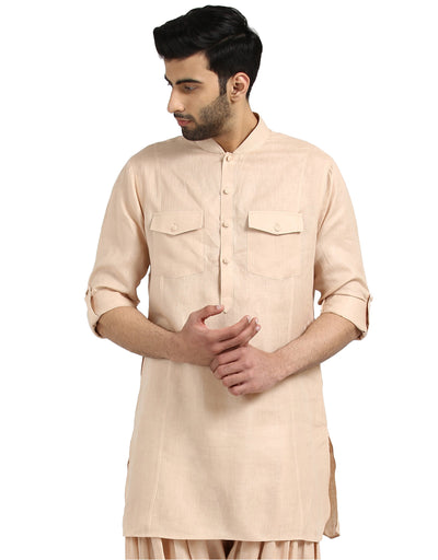 Double Pocketed Short Kurta- Light Pink