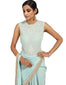 Drape Saree with Embroidered Bodysuit- Mint Green