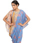 Draped Dress with Mural Print- Blue