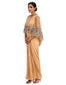 Embellished Cape with Hand Embroidery- Peach