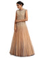 Tulle Kalidar Kurta with Churidar- Ivory Peach Grey
