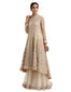 Asymmetric Kurta with Sharara and Dupatta- Ivory
