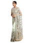 Hand-Embroidered Saree Set- Aqua