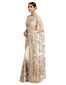 Hand-Embroidered Saree Set- Ivory