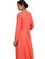 Draped Long Kurta Set with Asymmetric Drape- Coral Pink