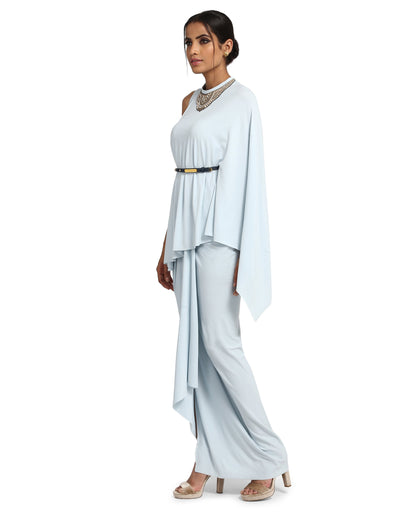 Wrap Style Draped Skirt- Ice Blue