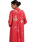 Graphic Embroidered Kurta Set with Dhoti Pants- Coral Pink