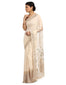 Embroidered Saree with Star & Floral Graphics- Ivory
