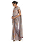 Draped Saree with Embroidered Wasitband- Grey