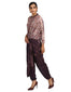 Draped Jumpsuit with 3D Embroidered Flowers- Aubergine