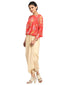 Draped T-Shirt with Bateau Neckline- Coral Pink