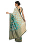 Ombre Brocade Saree- Aqua To Teal