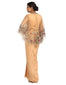 Embellished Cape with Hand Embroidery- Peach