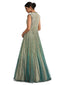Tulle Kalidar Kurta with Churidar- Aqua To Teal