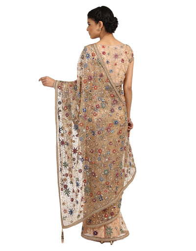 Handcrafted Saree with Blouse- Peach