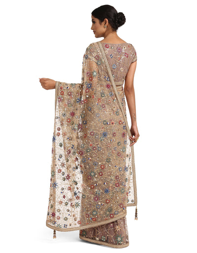 Handcrafted Saree with Blouse- Grey