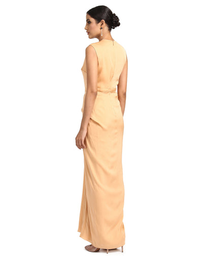 Georgette Drape Dress- Ivory