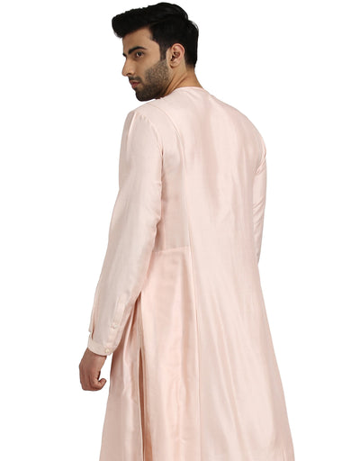 Asymmetric Kurta with Centre Drape- Light Pink
