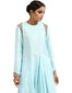 Draped Long Kurta Set with Asymmetric Drape- Ice Blue