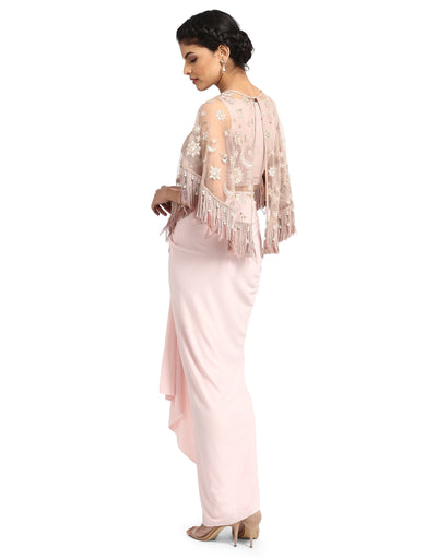 Wrap Style Draped Skirt- Blush