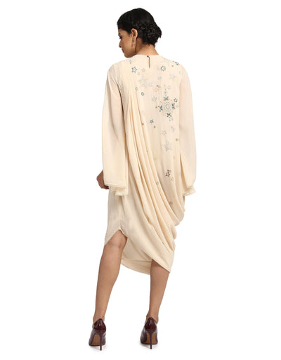 Innovative Drape Dress- Ivory