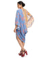 Draped Dress with Mural Print- Blue