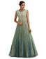 Tulle Kalidar Kurta with Churidar- Aqua To Teal