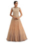 Tulle Kalidar Kurta with Churidar- Ivory Peach Grey