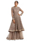 Asymmetric Kurta with Sharara and Dupatta- Grey