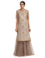 Embroidered Kurta Set with Sharara- Grey