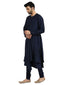 Asymmetric Kurta Set with Centre Drape- Navy