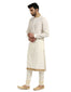 Classic Kurta Set with Embroidered Collar- Ivory