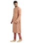 Embroidered Applique Kurta Set- Salmon