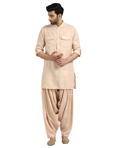 Double Pocketed Short Kurta- Light Pink