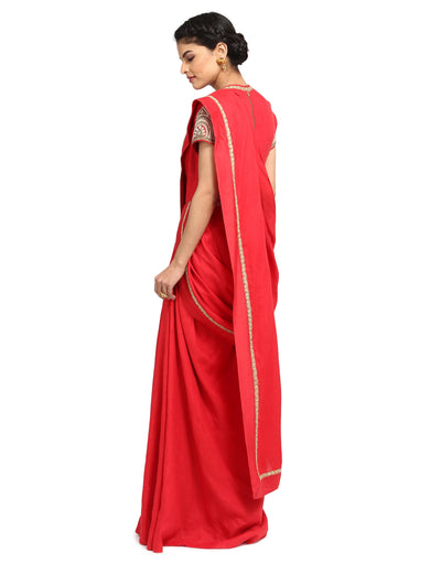 Draped Saree- Red