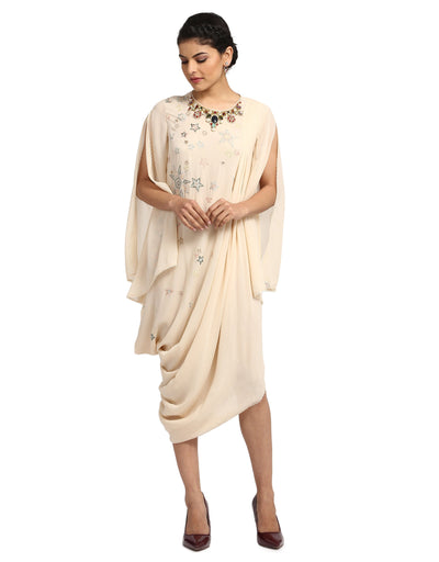 Innovative Drape Dress- Ivory