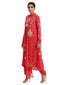 Graphic Embroidered Kurta Set with Dhoti Pants- Coral Pink