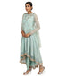 Textured Net Kurta with Dhoti Pants- Mint Green